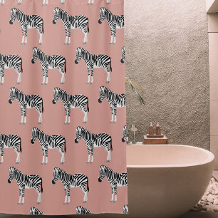 Rideaux De Douche Zebra Exotic Animal Motif rose pâle