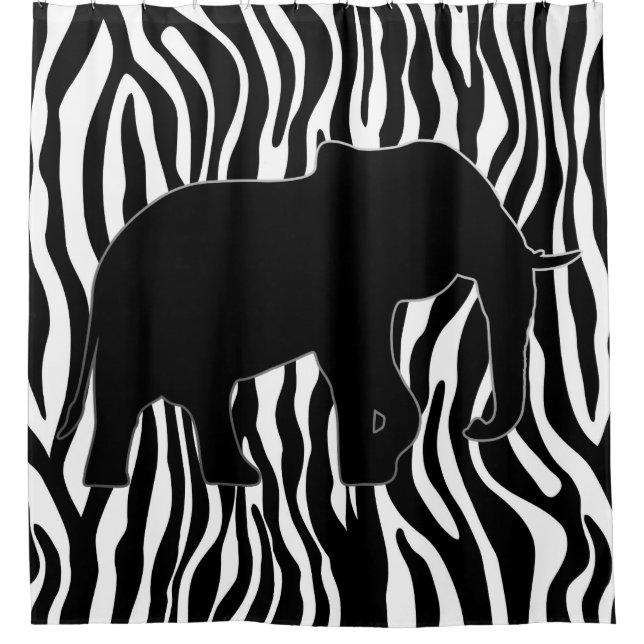 Rideaux De Douche Zebra Stripes Motif avec Elephant + vos idées (Devant)