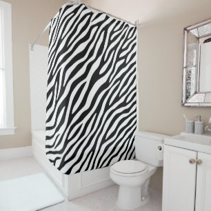 Rideaux De Douche Zebra Stripes Poster de animal sauvage noir et bla