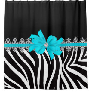 Rideaux De Douche Zèbre de Delilah de diamant (Teal)