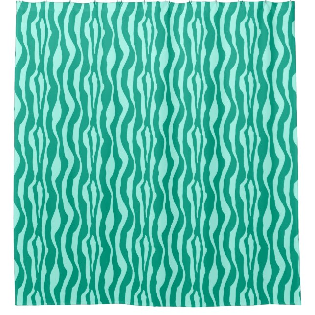 Rideaux De Douche Zèbre rayures - Turquoise et Aqua (Devant)