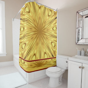 Rideaux De Douche Zénith Doré : Luxe Tourbillon Foncé de Crème et d'