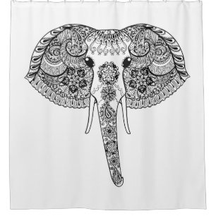 Rideaux De Douche Zentangle a inspiré l'éléphant d'Asie