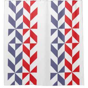 Rideaux De Douche ZigZag géométrique rouge blanc et bleu