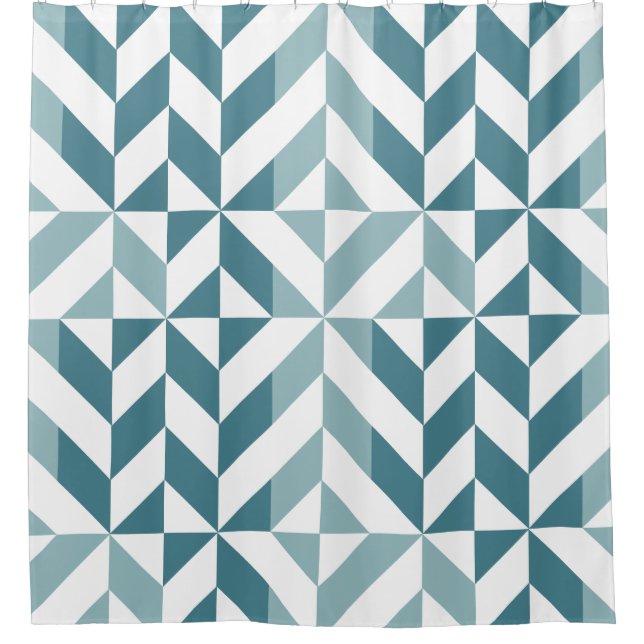 Rideaux De Douche ZigZag géométrique vert turquoise à deux tons (Devant)
