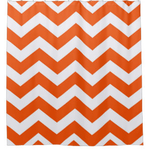Rideaux De Douche Zigzags Orange Et Blanc