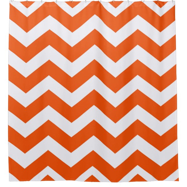 Rideaux De Douche Zigzags Orange Et Blanc (Devant)