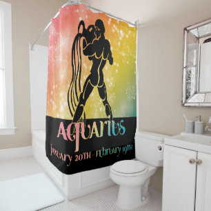 Rideaux De Douche Zodiac : Aquarius Design d'espace rose et jaune