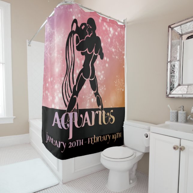 Rideaux De Douche Zodiac : Aquarius Pink Space Design (En situation)