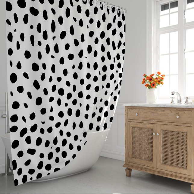 Rideaux De Douche Zones de guépard noir blanc (Cheetah Spots Black White Shower Curtain
)
