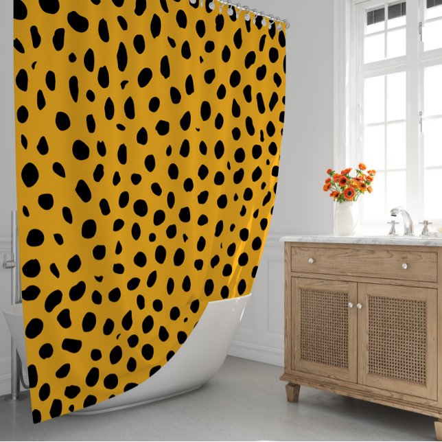 Rideaux De Douche Zones de guépard orange noir (Cheetah Spots Orange Black Shower Curtain
)