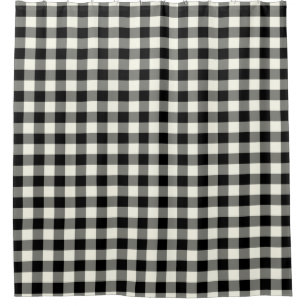 Rideaux en douche noirs et blancs de guingan
