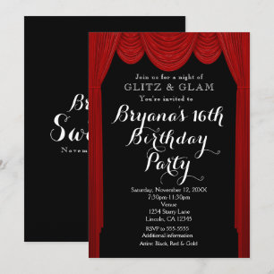 Rideaux HOLLYWOOD rouges Invitations de fête éléga