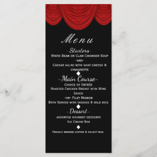 Rideaux HOLLYWOOD rouges Menu de fête élégant et g