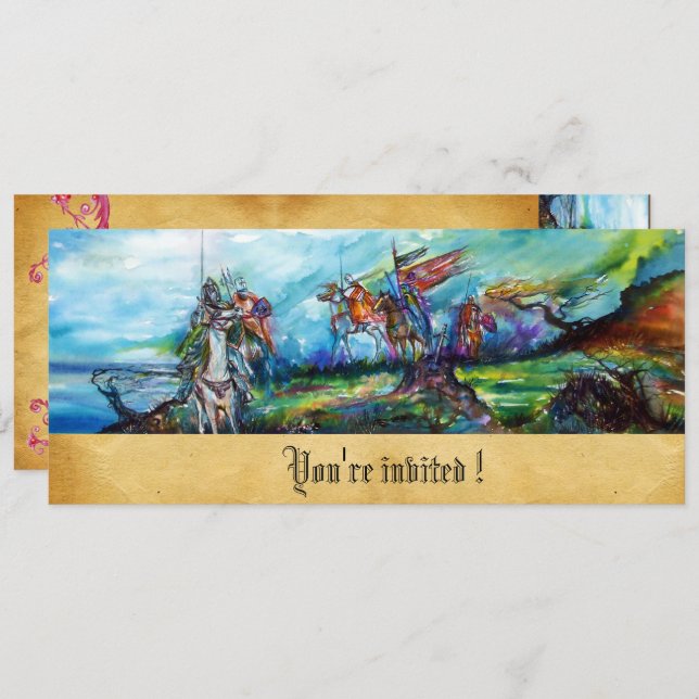 RIDERS EN TEMPÊTE Chevaliers Invitation de parchem (Devant / Derrière)