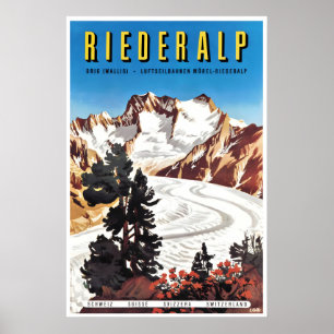 Riederalp Art Suisse Affiche de Voyage Ski Suisse