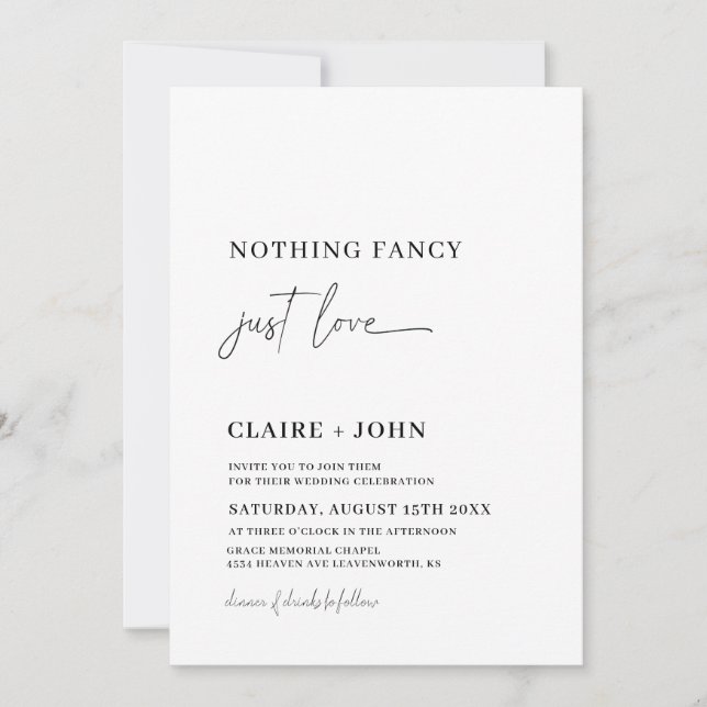 Rien De Fancy Just Love Faire-part de mariage (Devant)