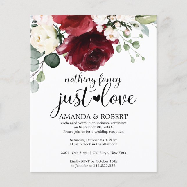 Rien de fantaisie Budget Mariage Invitations (Devant)