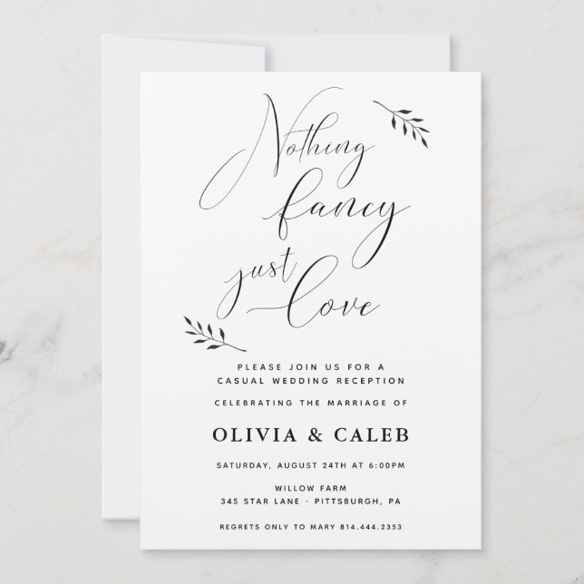 Rien de fantaisie, invitation de réception de mari (Devant)