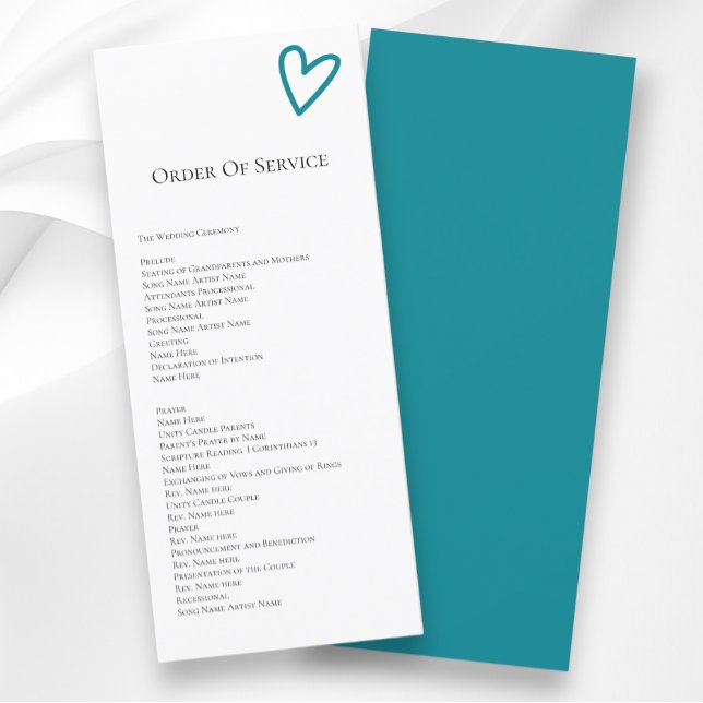Rien de fantaisie Ordre du service Programme color (Nothing Fancy Order of Service Colorful Programs from Ricaso. Retro wedding colors, others available)