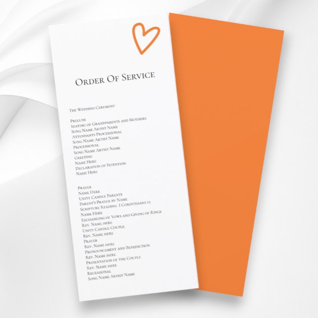 Rien de fantaisie Ordre du service Programme color (Nothing Fancy Order of Service Colorful Programs from Ricaso. Retro wedding colors, others available)