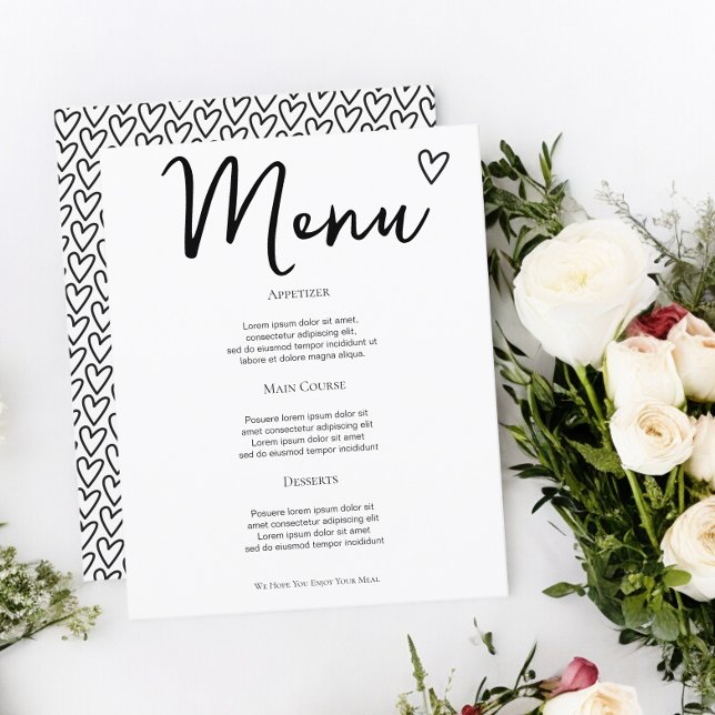 Rien de Fantastique Juste l'Amour Menu de Mariage  (Nothing Fancy Just Love Personalized Wedding Menus from Ricaso. Add your own text details)