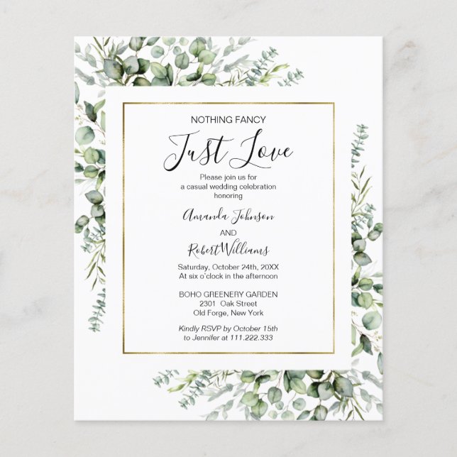 Rien de verdure fantaisie Budget Mariage Invitatio (Devant)