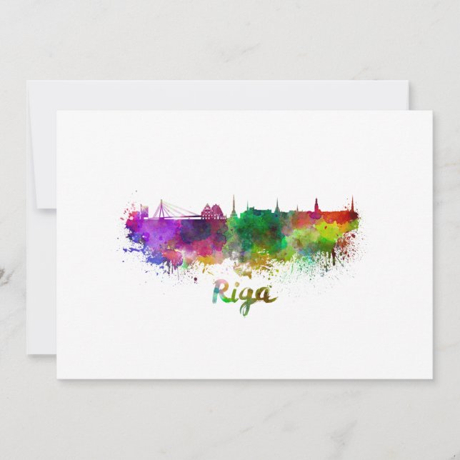 Riga skyline in watercolor (Devant)