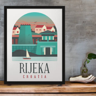 Rijeka Croatie Poster minimal Vintage