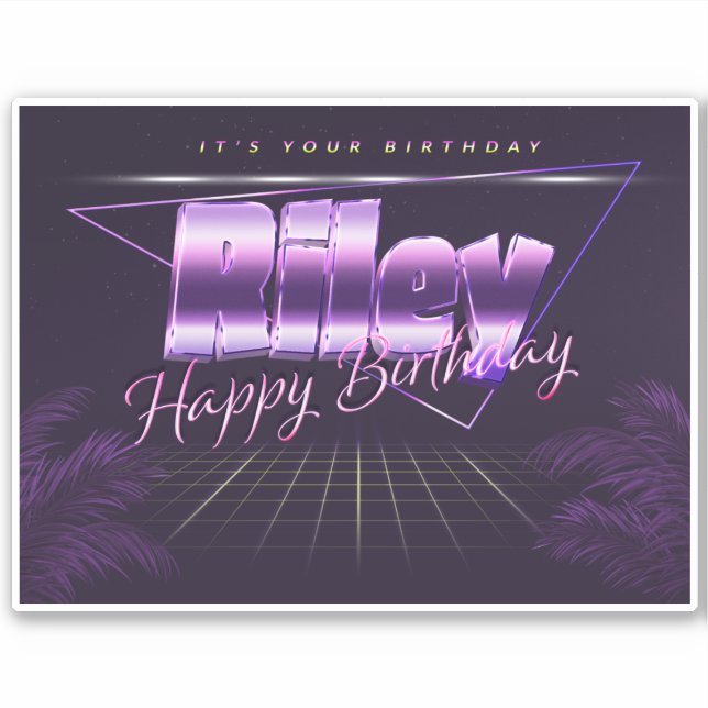 Riley Nom Prénom lila retro Sticker (Devant)