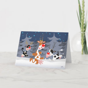 Rindeer dans la neige carte de voeux