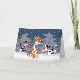 Rindeer dans la neige carte de voeux