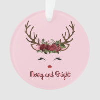 Rindeer et Fleurs Joyeux et lumineux sur Cera rose