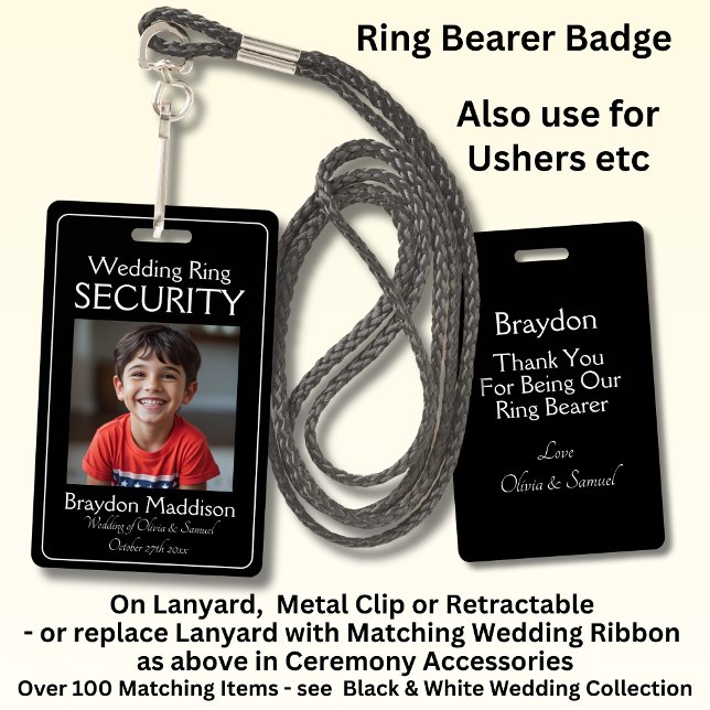 Ring Bearer Photo SECURITY Badge Black White (Créateur téléchargé)
