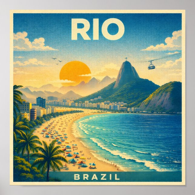 Rio Brazil Vintage Travel Poster (Devant)