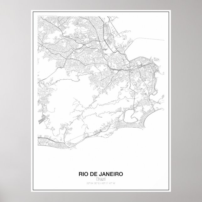 Rio de Janeiro, Brésil, Poster de carte minimalist (Devant)