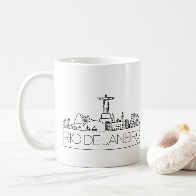Rio De Janeiro Stylisé Skyline Café Mug (Avec donut)