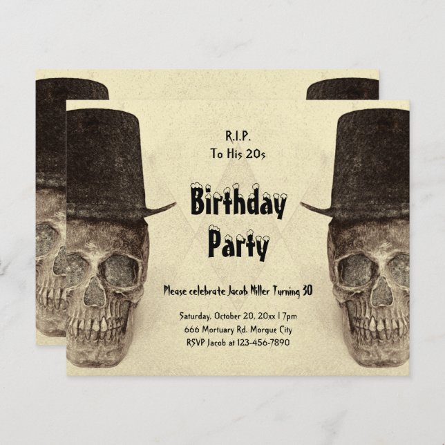 RIP à ses 20 ans Crâne Chapeau Haut Forme Sépia Vi (Devant / Derrière)