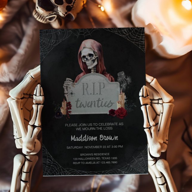 RIP Années Crâne Halloween Anniversaire Invitation (RIP Twenties Skull Halloween Birthday Invitation)