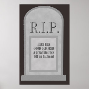 RIP Halloween Ici Est Fred Tombstone Poster