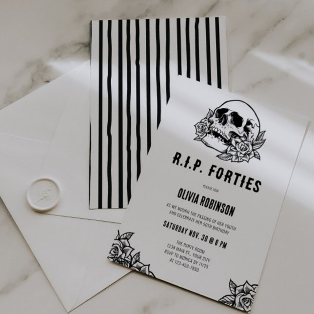 RIP Quarties 50e anniversaire Invitation (RIP Forties 50th Birthday Invite)
