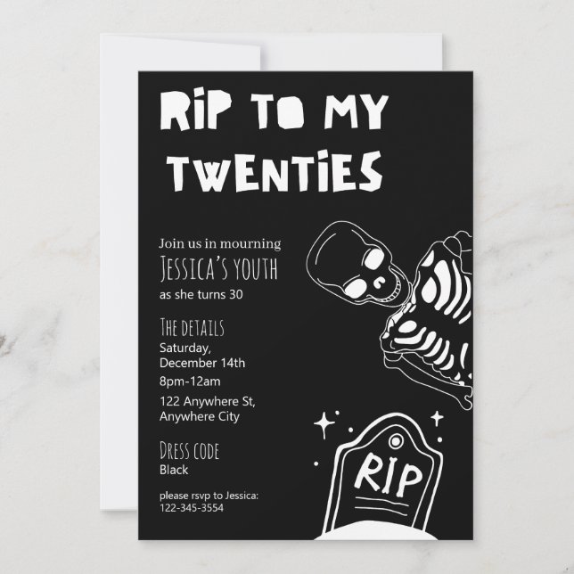 RIP To My Twenties 30th Birthday Party Invitation (Devant)