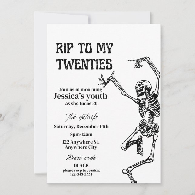 RIP to My Twenties Birthday Party Invitation (Devant)