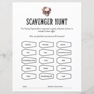 RIP Youth Scavenger Hunter feuille de jeu
