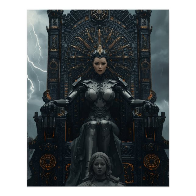  Rise of the AI Empress: Sci fi Cyberpunk Poster (Devant)