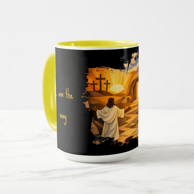 Risen Jesus Empty Tomb 3D Papercut 15oz Coffee Mug (Devant gauche)