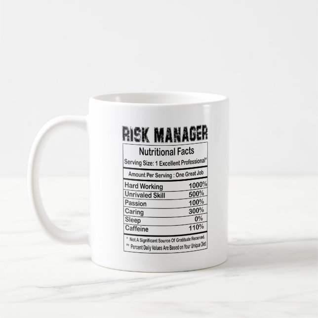 Risk Manager Nutrition Facts 11 oz Coffee Mug (Gauche)