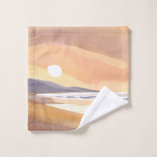 Rivage du coucher de soleil jaune Peinture aquar