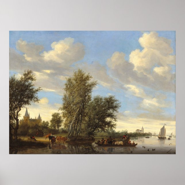 River Ferry - Salomon van Ruysdael Poster d'art (Devant)