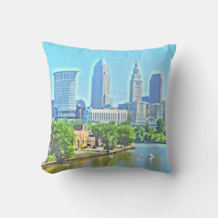 River View Cleveland Ohio (Effet Peinture) Coussin